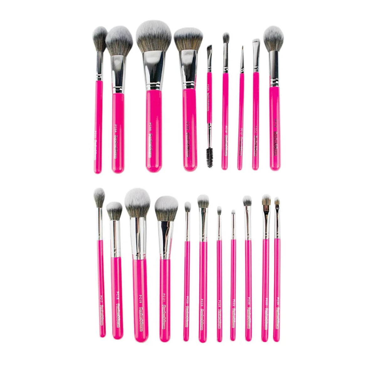 PEACHES & CREAM 20 PIECE MAKEUP BRUSH SET WITH HOLDER - PINK