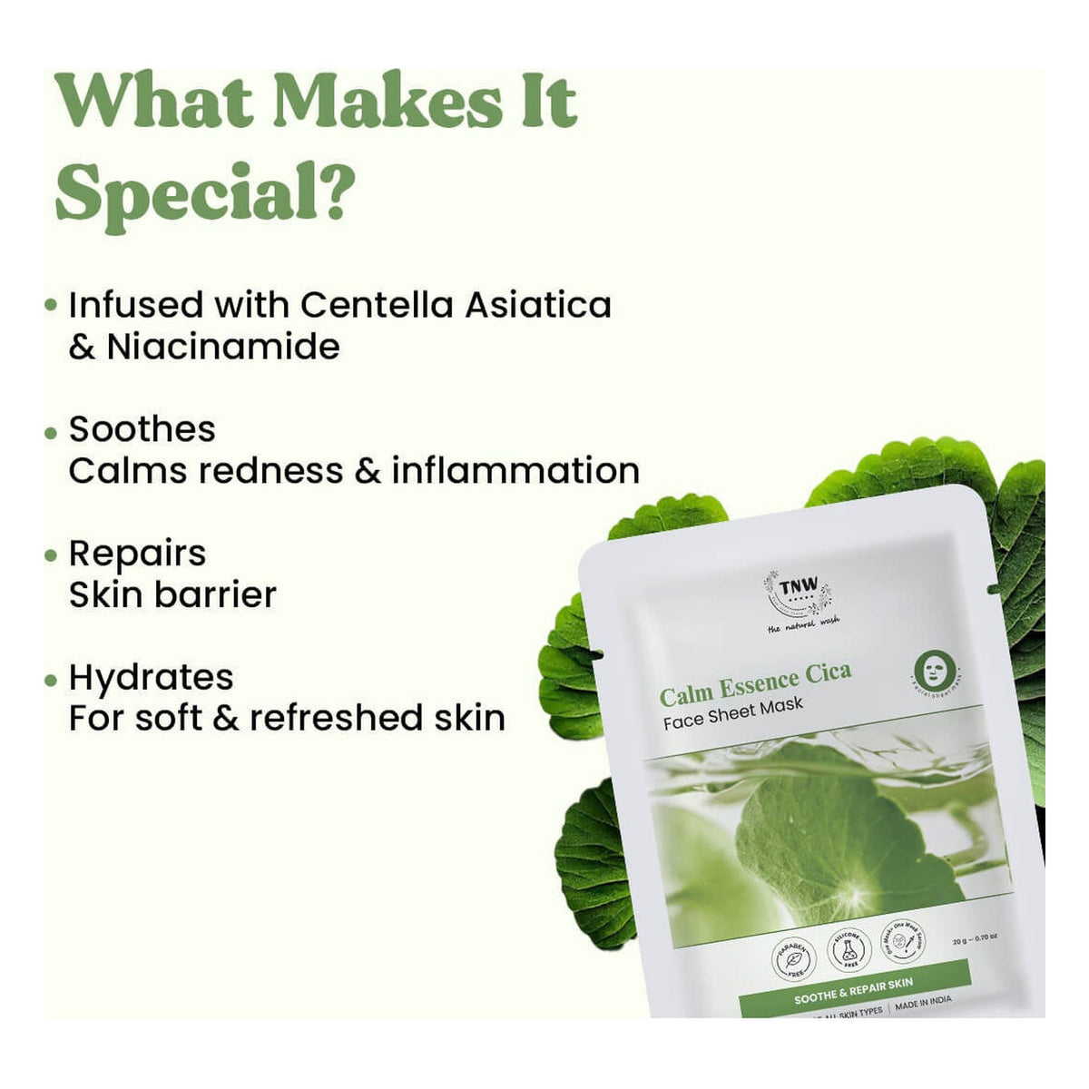 THE NATURAL WASH CALM ESSENSE CICA FACE SHEET MASK 20G