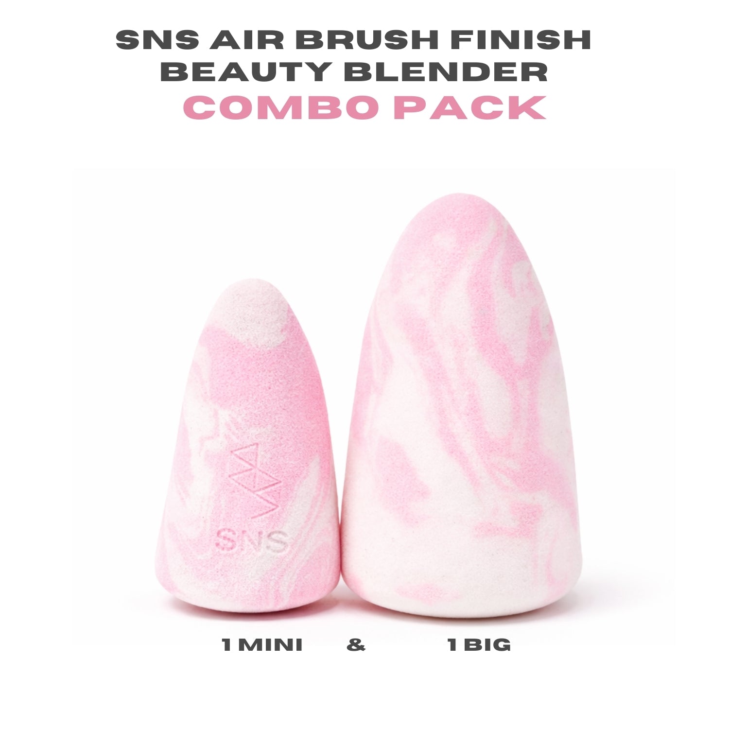 SNS AIR BRUSH FINISH BEAUTY BLENDER COMBO BIG AND MINI - PINK
