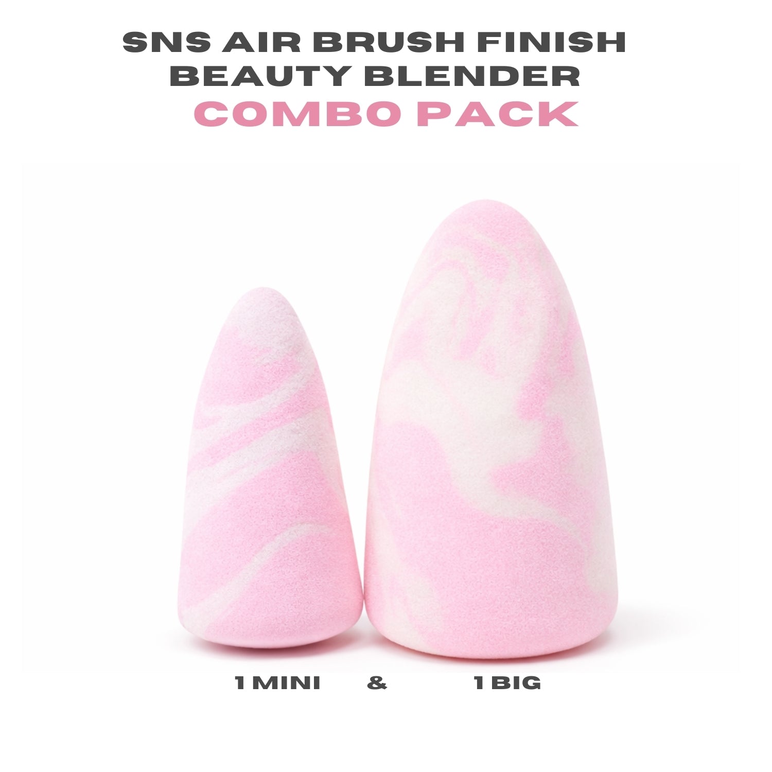 SNS AIR BRUSH FINISH BEAUTY BLENDER COMBO BIG AND MINI - PINK