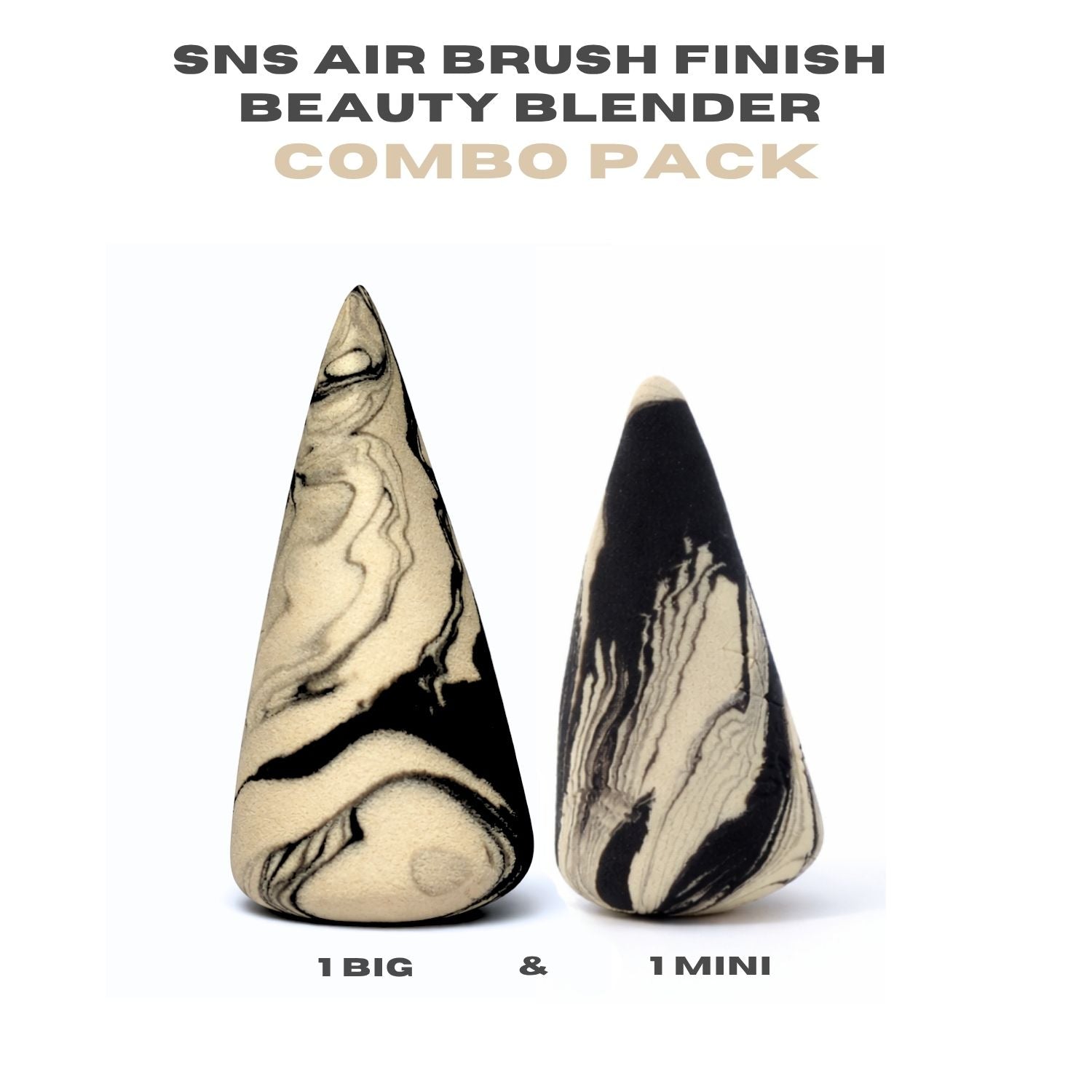 SNS AIR BRUSH FINISH BEAUTY BLENDER COMBO BIG AND MINI - MARBLE