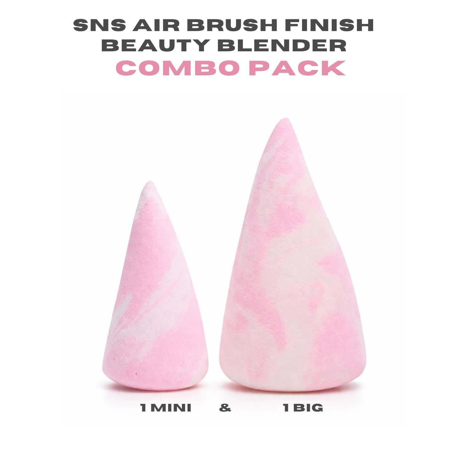 SNS AIR BRUSH FINISH BEAUTY BLENDER COMBO BIG AND MINI - PINK