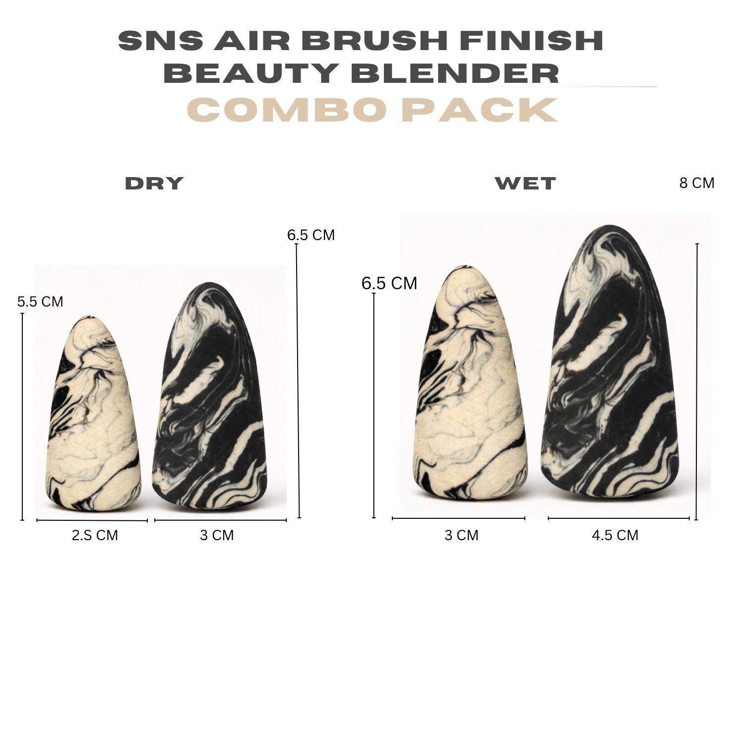 SNS AIR BRUSH FINISH BEAUTY BLENDER COMBO BIG AND MINI - MARBLE