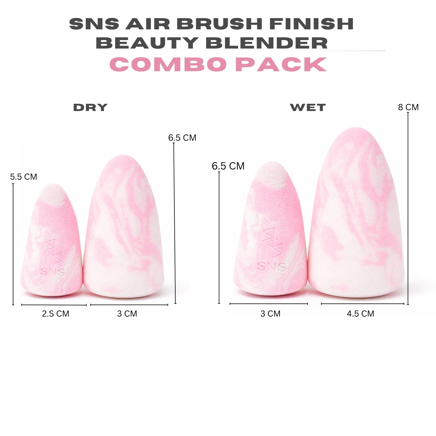SNS AIR BRUSH FINISH BEAUTY BLENDER COMBO BIG AND MINI - PINK