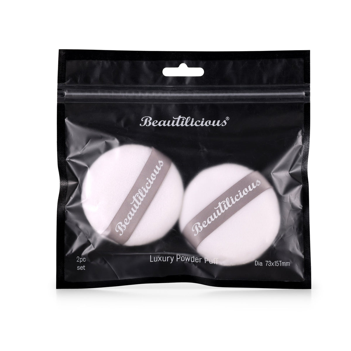 BEAUTILICIOUS LARGE LUXURY POWDER PUFF - ROUND (WHITE)