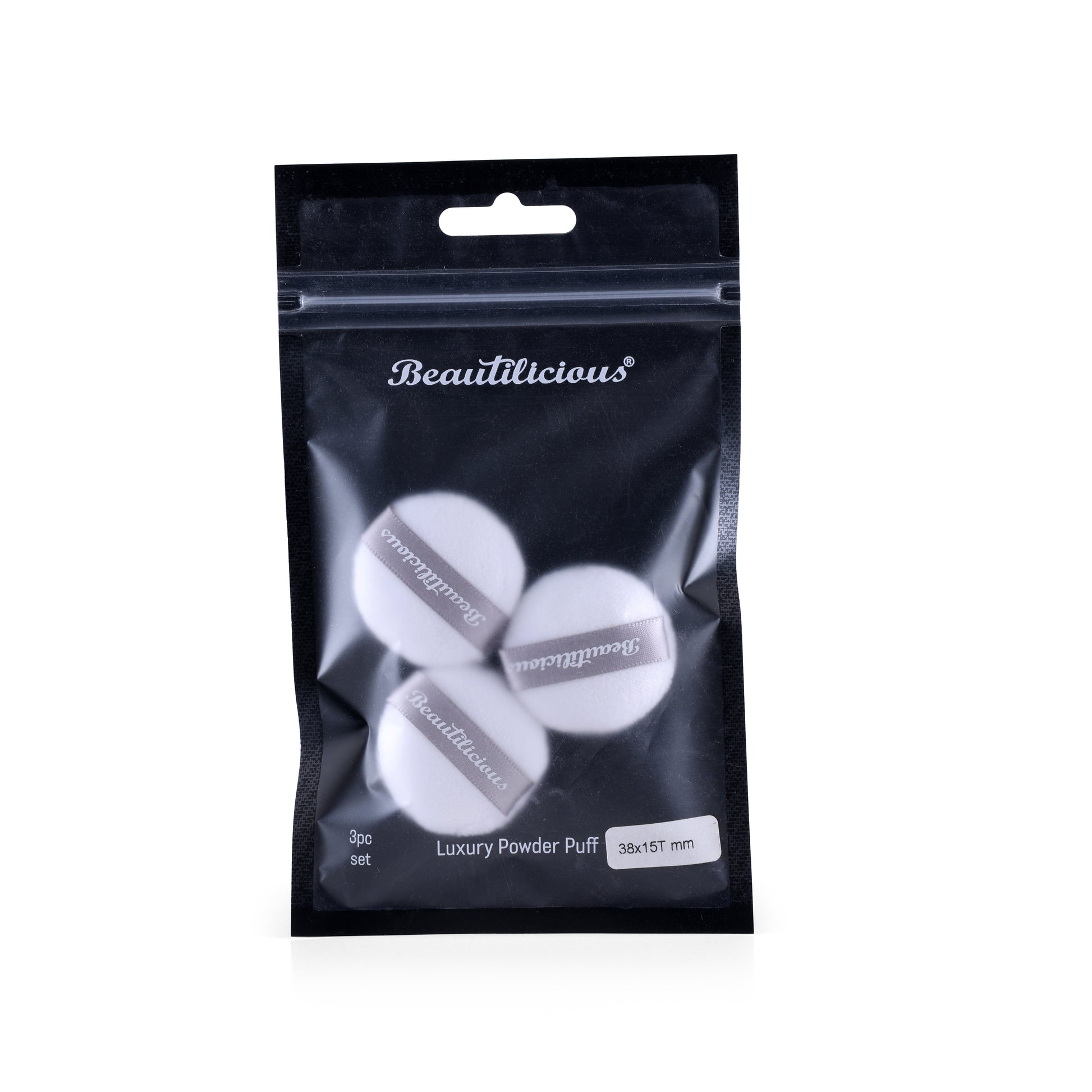 BEAUTILICIOUS MINI LUXURY POWDER PUFF - ROUND (WHITE)