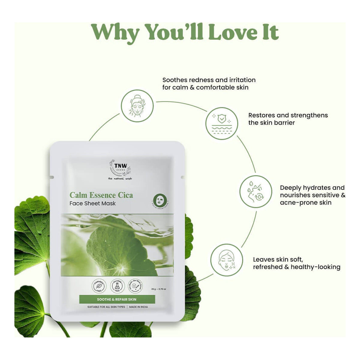 THE NATURAL WASH CALM ESSENSE CICA FACE SHEET MASK 20G