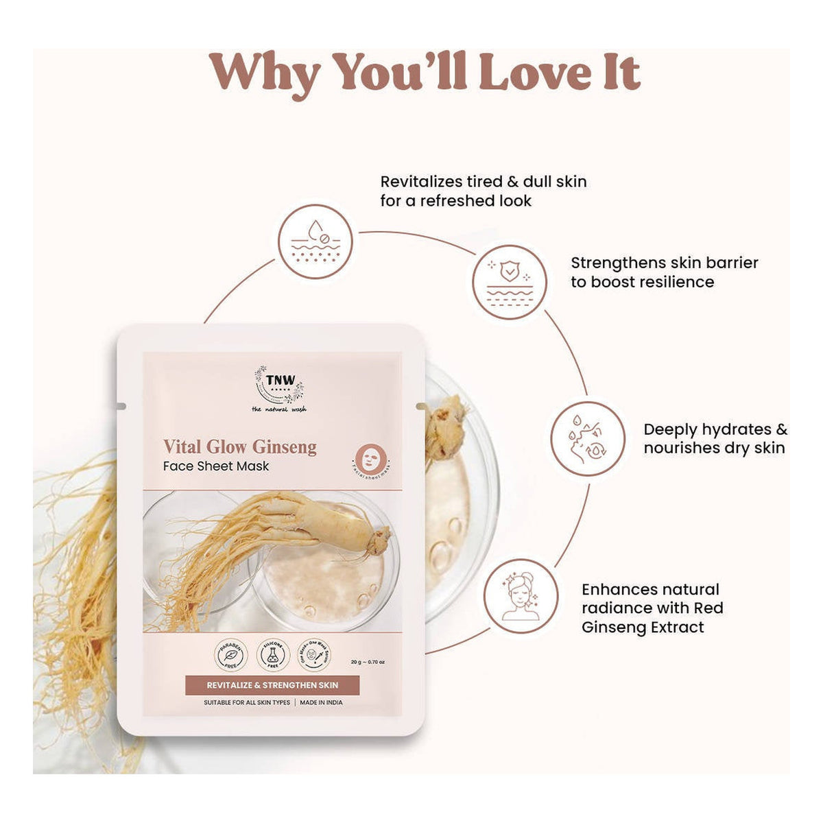 THE NATURAL WASH VITAL GLOW GINSENG FACE SHEET MASK 20G