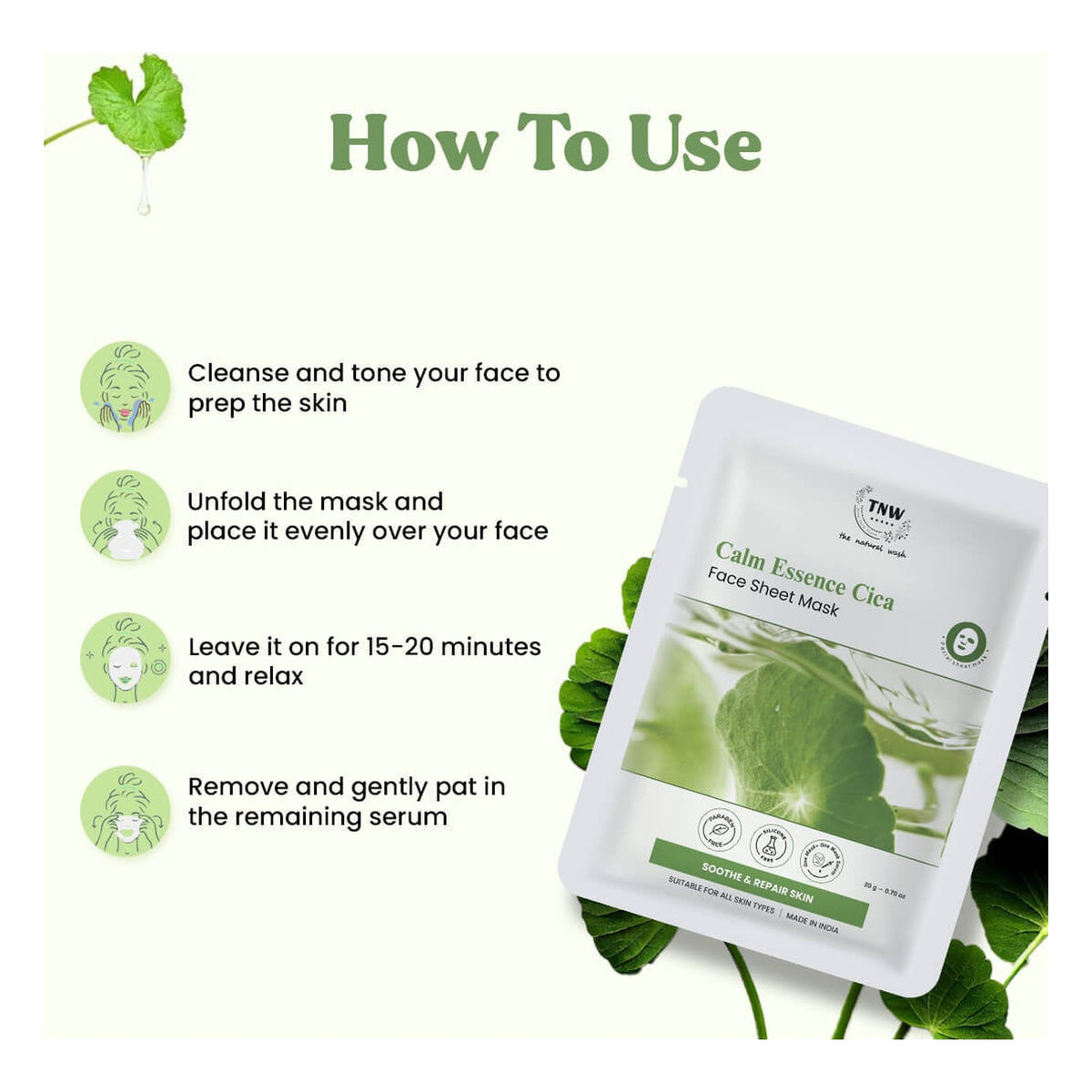 THE NATURAL WASH CALM ESSENSE CICA FACE SHEET MASK 20G