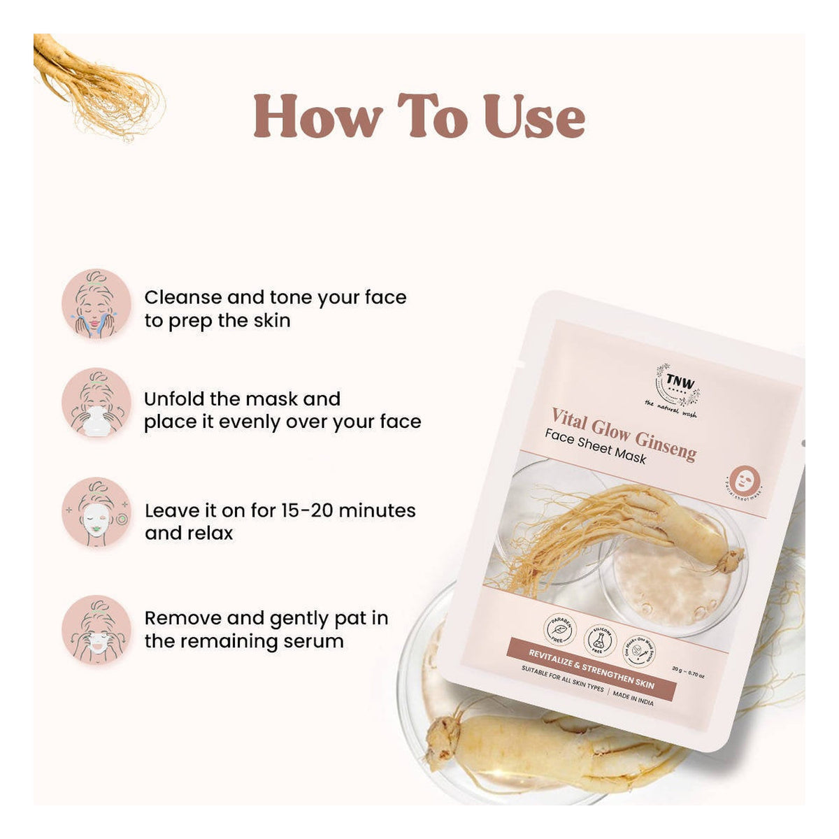 THE NATURAL WASH VITAL GLOW GINSENG FACE SHEET MASK 20G